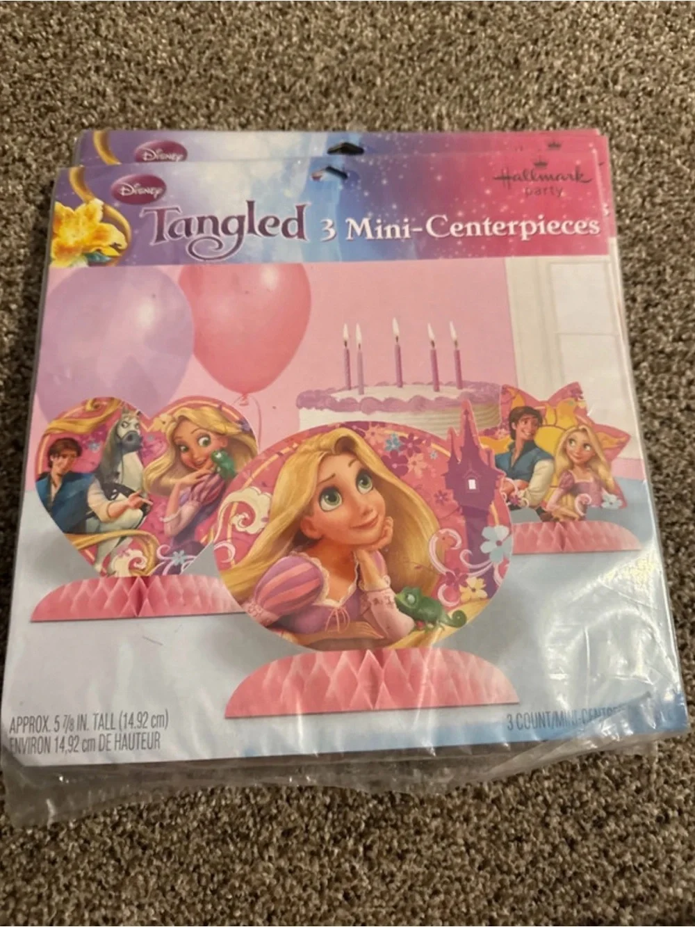 Hallmark Tangled Rapunzel Pink and Purple Mini Centerpieces - 3 Pack
